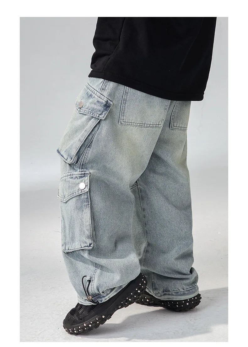 Jean ample à jambes larges pour garçons, pantalon de travail pour enfants moyens et grands, coupe confortable, printemps-automne