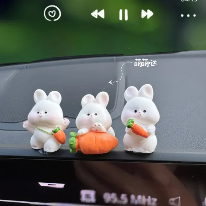 Accessoires d'intérieur de voiture, décorations de console centrale de voiture, accessoires de voiture de lapin mignon, accessoires de véhicule électrique