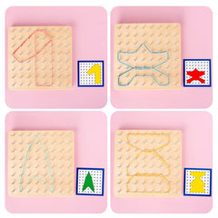 Ensemble de jouets mathématiques en bois pour enfants, bande de caoutchouc de forme géométrique, jeu de planche à air, jouet éducatif créatif Montessori, cadeau de noël fin