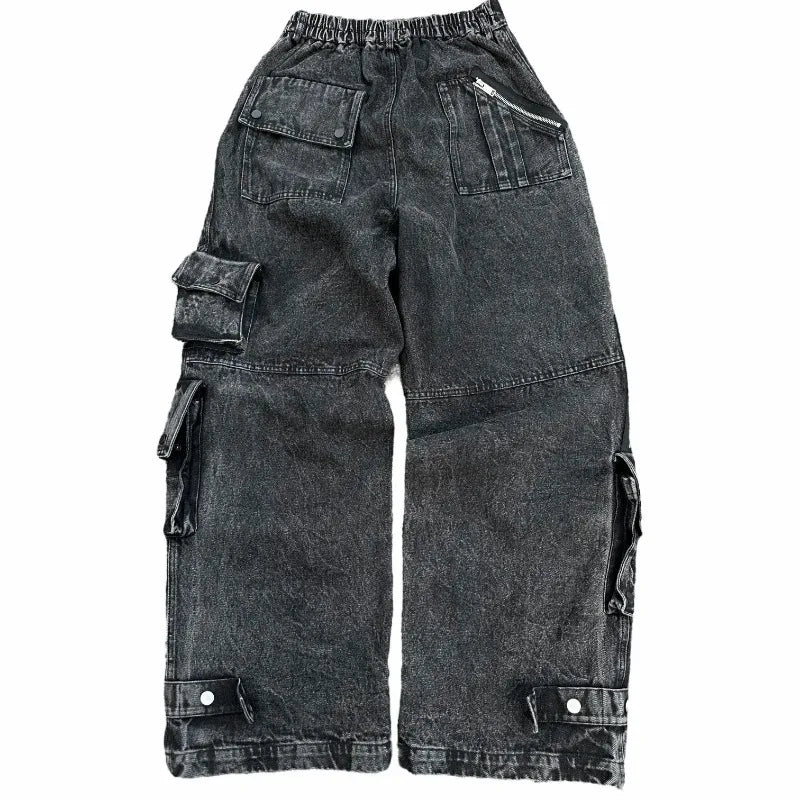 Y2K – jean Baggy en Denim pour femmes, pantalon Cargo, Vintage, multi-poches, taille haute, nouveau pantalon large gothique Harajuku, Streetwear