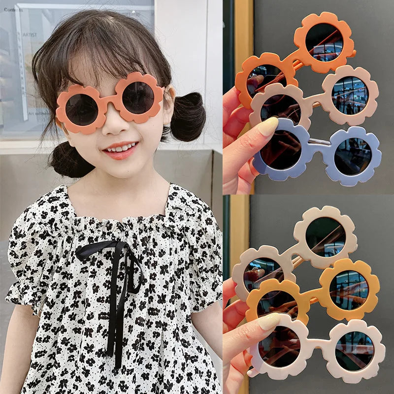 Lunettes de soleil mignonnes à fleurs pour enfants, cadre pour documents bonbons, protection UV extérieure pour garçons et filles