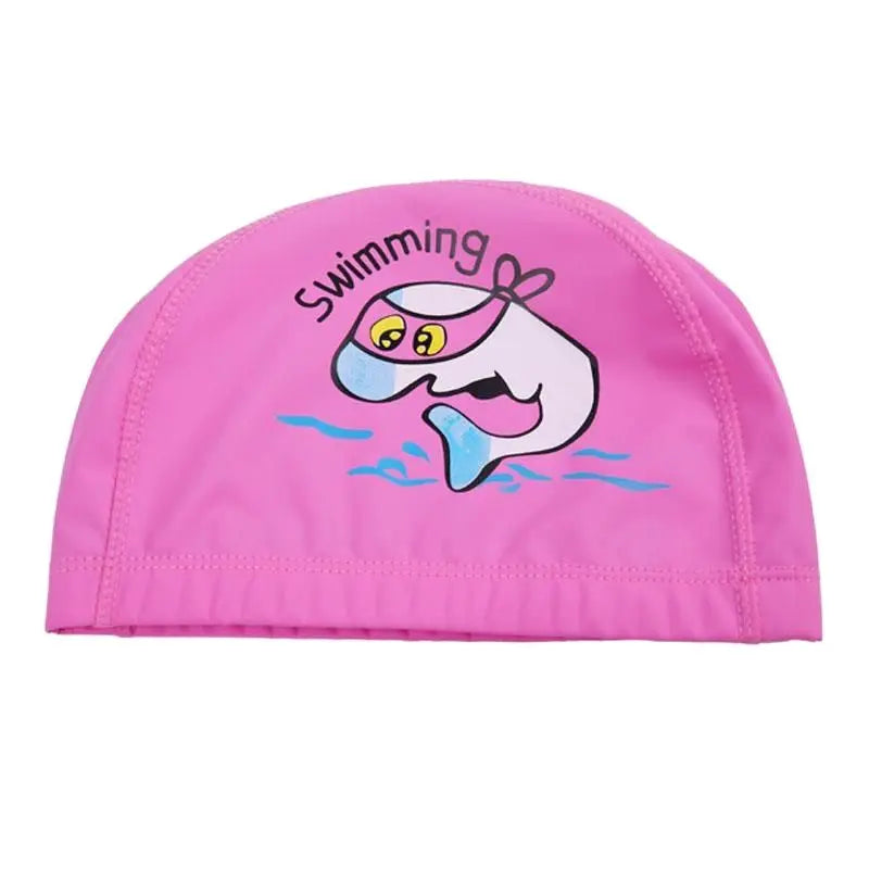 Bonnet de bain imperméable en tissu PU pour enfants, mignon, Animal de dessin animé, dauphin, protège les oreilles, cheveux longs, pour garçons et filles
