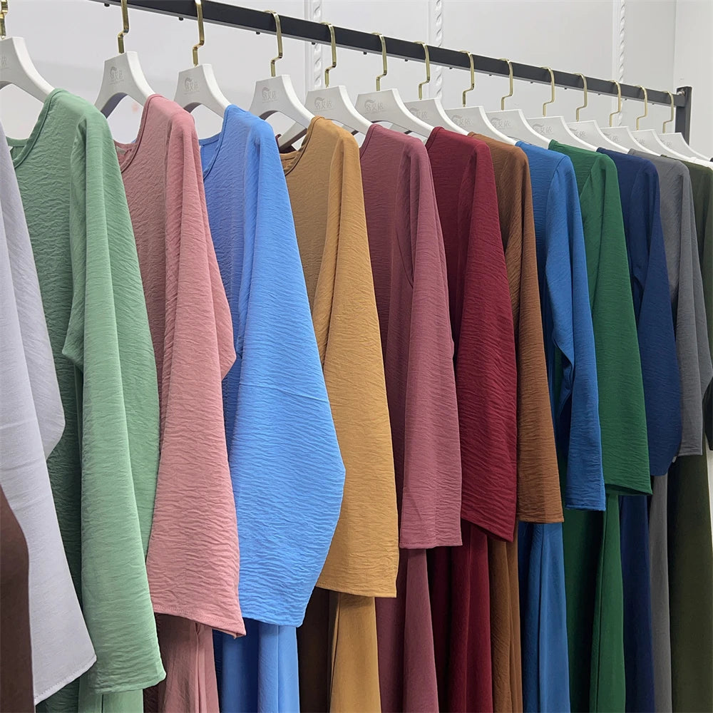 Noir blanc rose solide dubaï modeste sous Robe Abaya Islam caftan musulman avec poches robes pour femmes Robe Femme Musulmane