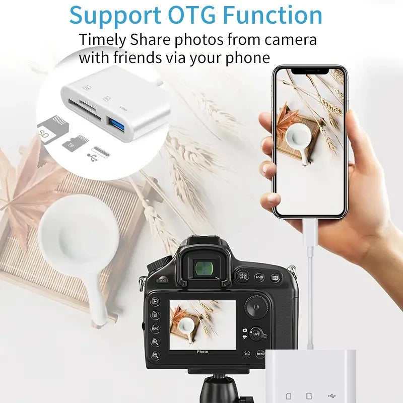 3-in-1 Card Reader Adapter, Type C to SD TF Memory Card Reader, USB Type C OTG Converter for Huawei Samsung Xiaomi Phone Tablet
