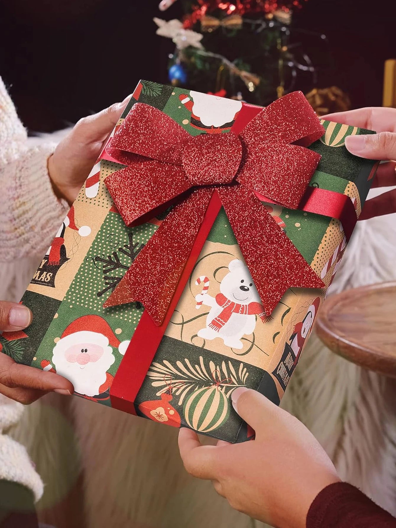 Papier d'emballage de cadeaux de Noël Papier d'emballage de cadeaux multi-styles Boîte-cadeau de Noël écologique Papier Cadeaux d'anniversaire et de vacances