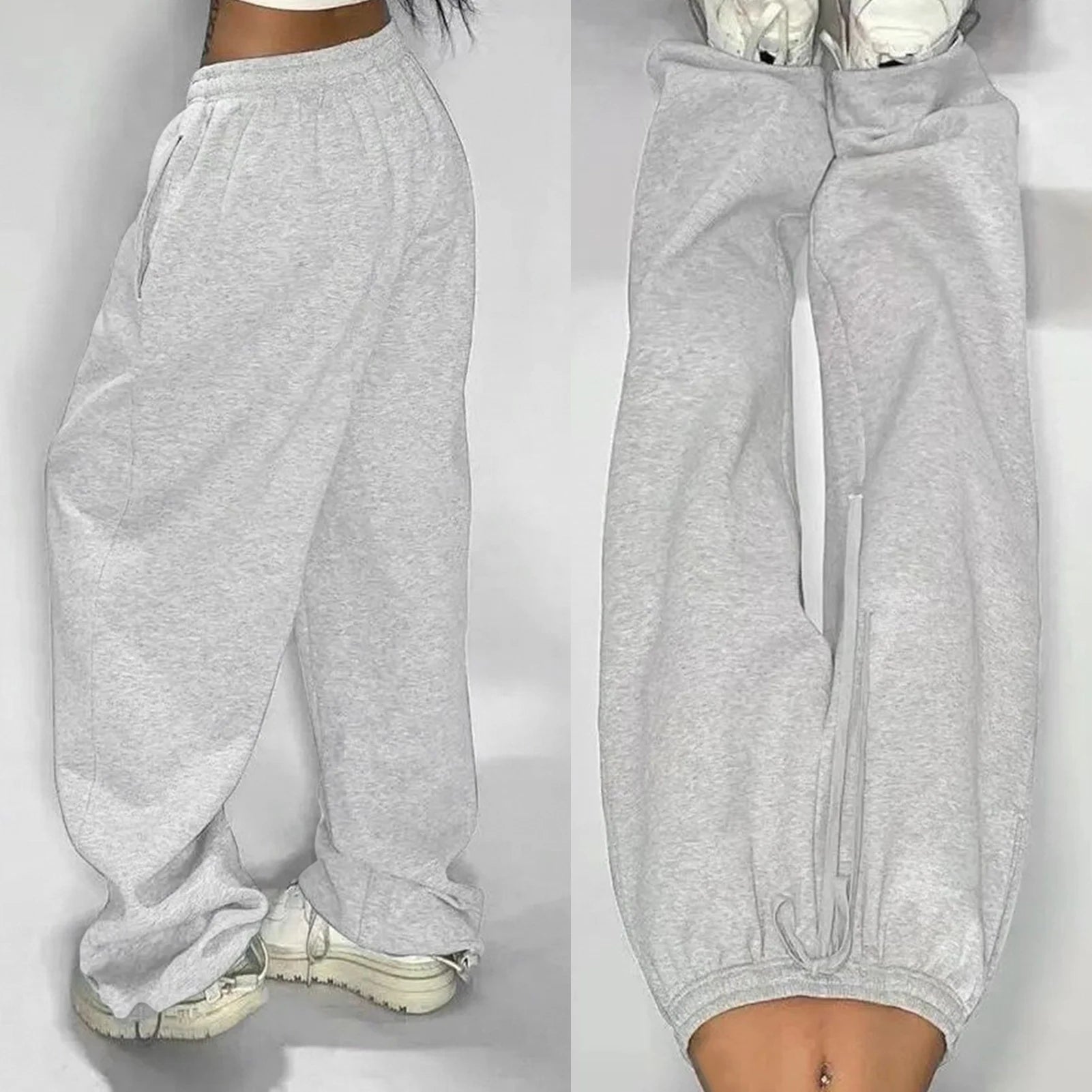 Pantalon de survêtement décontracté pour femmes, couleur unie, taille haute, à lacets, ample, jogging, classique, Baggy, Streetwear, Sport, danse, Y2K