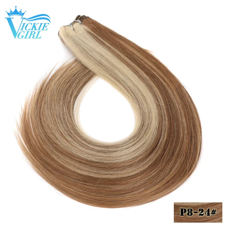 Straight Human Hair Weft Bundles Ombre Blonde Human Hair Extensions 100g/piece 16"-28" Skin Color Remy Straight Double Weft
