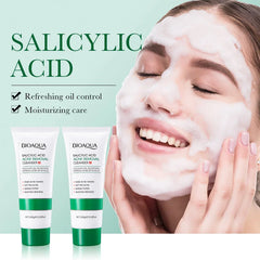 BIOAQUA acide salicylique nettoyant pour le visage traitement de l'acné hydratant contrôle de l'huile soin de la peau mousse de lavage du visage nettoyant pour le visage soins de la peau
