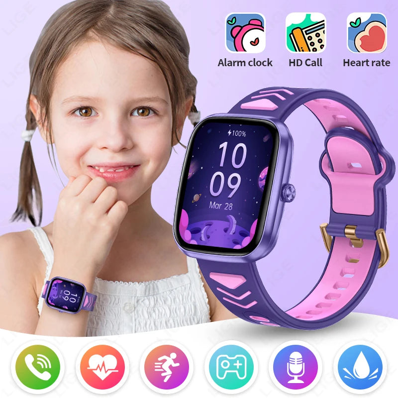 LIGE-Montre intelligente à écran tactile HD pour enfants, montre intelligente de jeux pour enfants, montre intelligente de musique, cadeau pour garçon et fille, IOS et Android, 2024