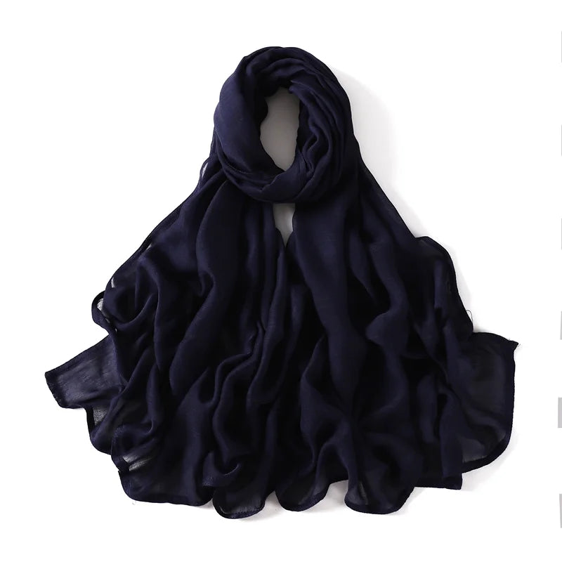Ramadan Solid Color Plus Size Cotton Rayon Hijab Scarf Women's Muslim Headscarf Wraps Shawls Muslim Women's Headband Islamic Turban