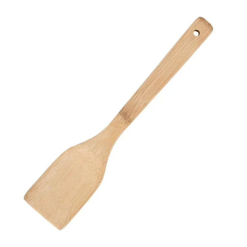 Wooden kitchen utensil set, bamboo kitchen spatula, spoons, long-handled tools, honey, coffee, milk, teaspoon, spices, condiments