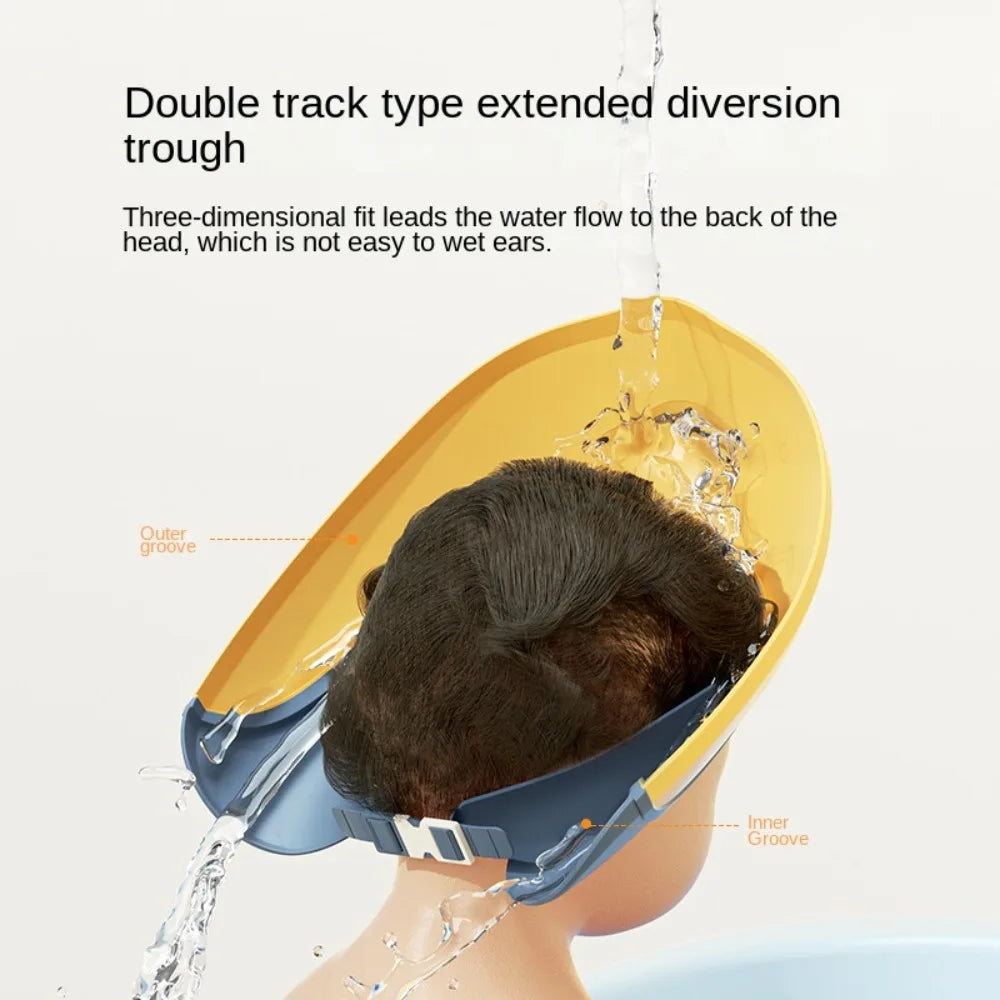 Bonnet de bain pour enfants, bonnet de douche, shampoing, réglable, imperméable, Protection des yeux, couvre-chef, bonnet de shampoing
