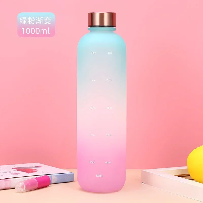 Nouveau 1L bouteille d'eau avec timbre de temps sans BPA réutilisable Fitness Sports voyage en plein air étanche tasse d'eau bouilloire givrée