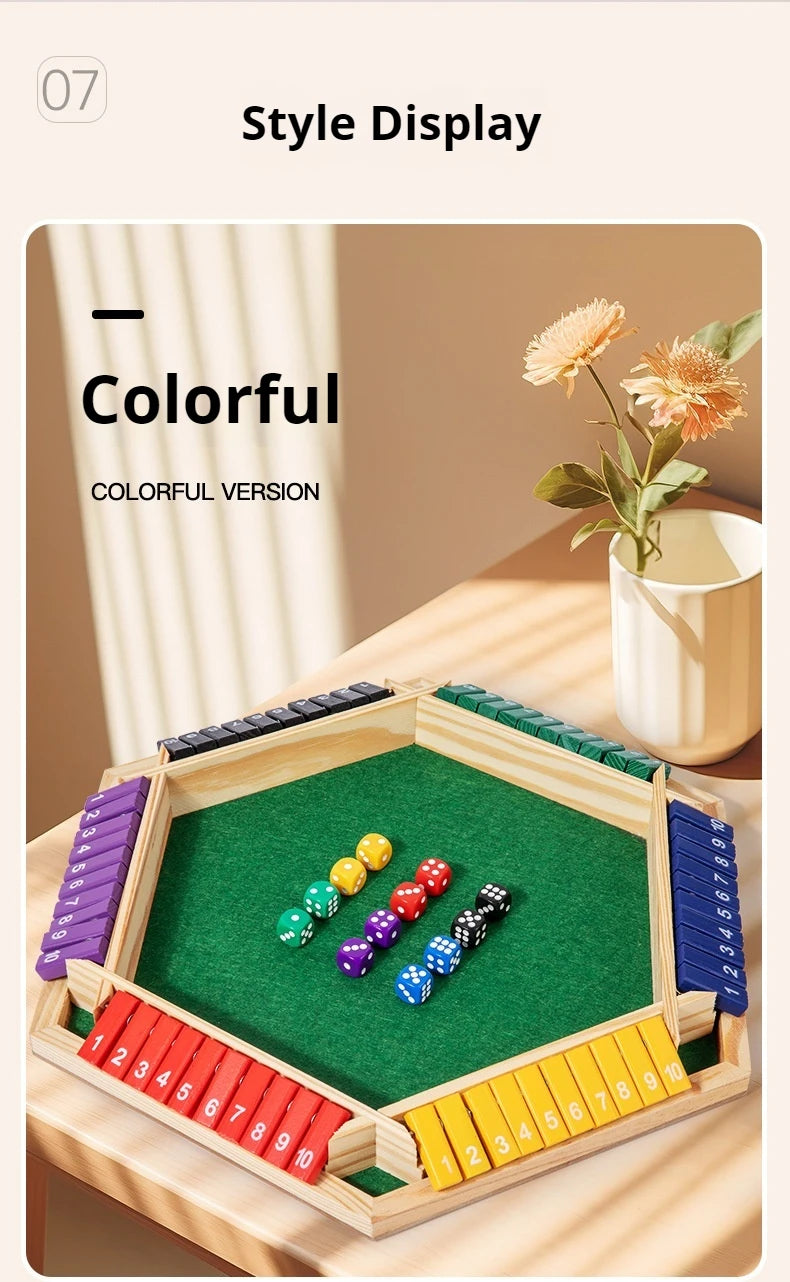 Six-sided flipping game, wooden number game, dice game in a box - parent-child board game, bar party game, leisure game