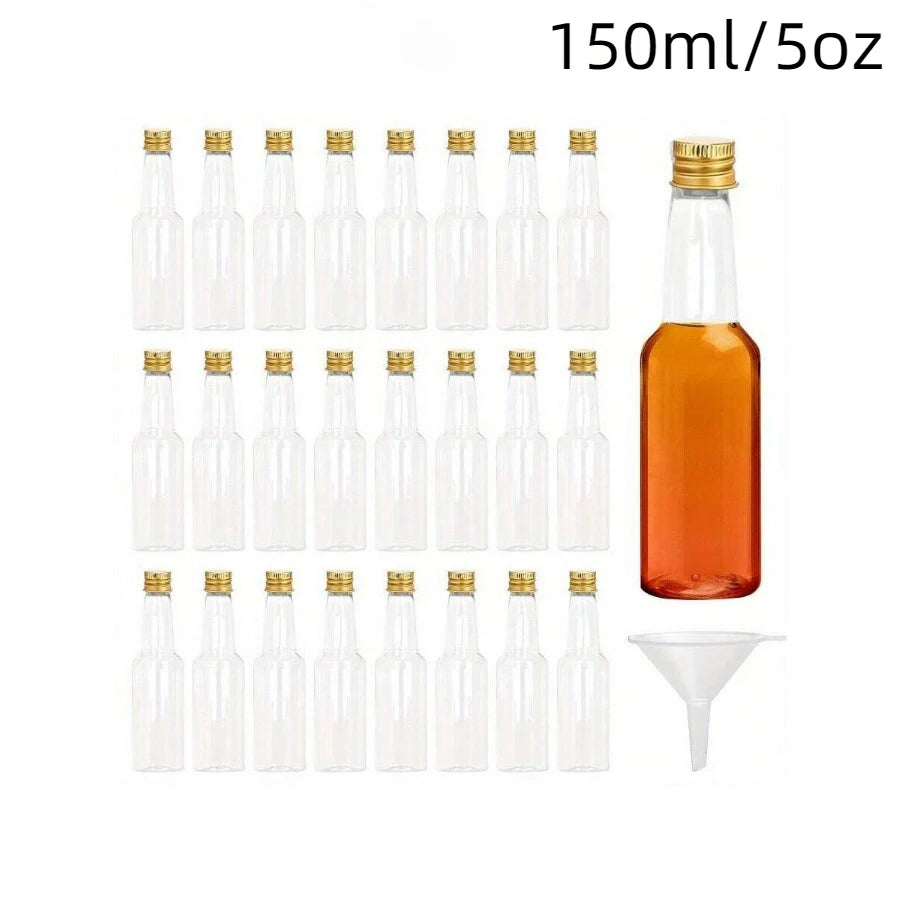 30 pièces, 25/50/100/150mlMini bouteilles d'alcool, bouteilles d'esprit vides en plastique réutilisables pour réception-cadeau pour bébé, mariages, fêtes de mariée