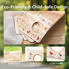 Livre en bois Montessori, jouets éducatifs, animaux d'extérieur, plantes, Puzzle cognitif, jouets pour enfants de 0 à 12 mois