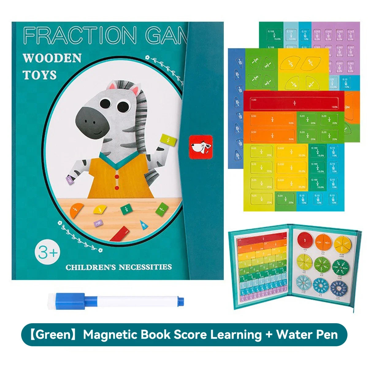 Jouets éducatifs pour enfants, disque de fraction magnétique Kawaii, jouets éducatifs d'apprentissage arithmétique cognitif assisté