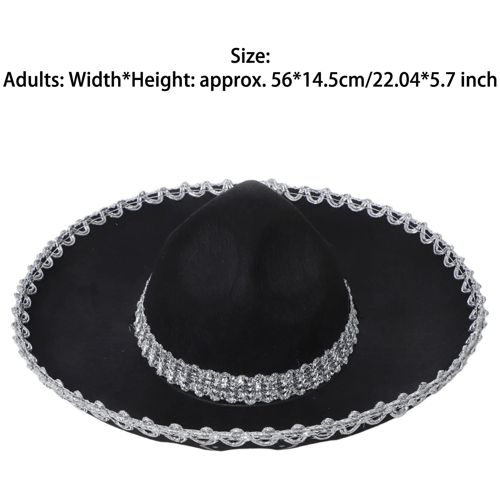 Chapeau mexicain unisexe pour adultes et enfants, motif de crâne tressé métallique, chapeau noir à large bord pour l'été, chapeau de soleil en plein air, accessoire de Cosplay d'halloween