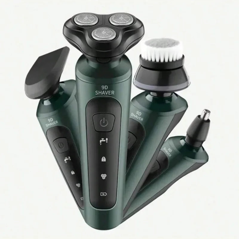 Rasoirs électriques 9D pour hommes, tondeuse électrique étanche, utilisation humide et sèche, batterie Rechargeable, rasoir rotatif, Machine de rasage