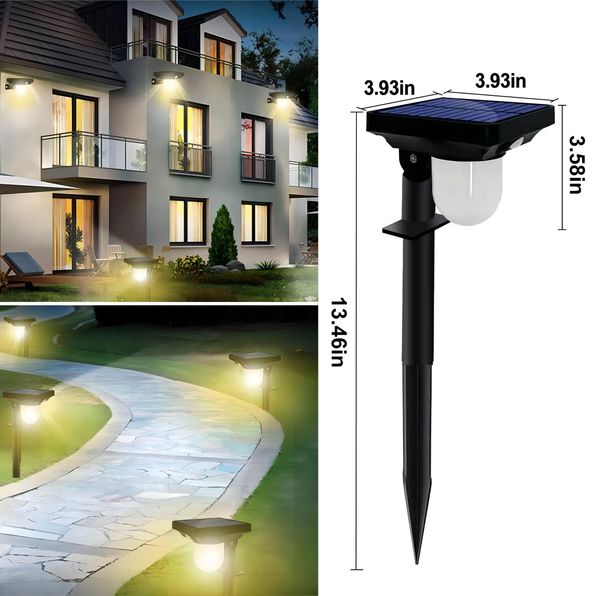Lampes solaires extérieures jardin solaire alimenté applique étanche capteur de mouvement voie lumière paysage chemin cour arrière-cour pelouse