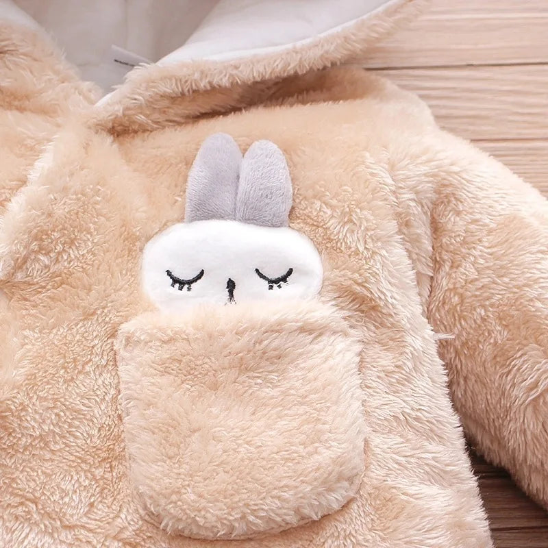 Vêtements d'escalade en peluche pour bébé de 0 à 2 ans, chauds et épais, en coton, avec chien et lapin, dessin animé, nouvelle collection automne et hiver