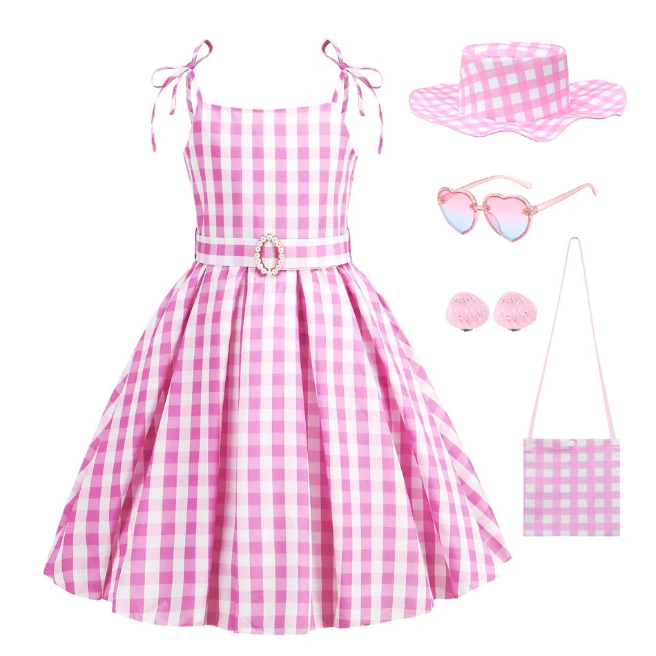 Robe de Costume à carreaux pour filles, pour anniversaire, Halloween, vêtements pour enfants, robes de fête, princesse Cosplay