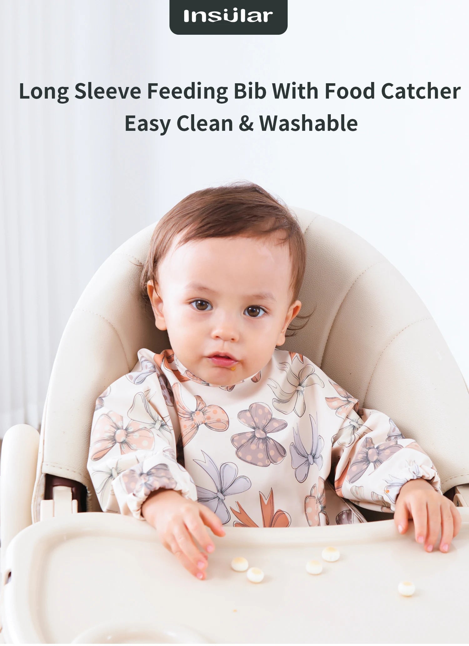 Nouveau bavoir bébé avec poche pour accessoires d'alimentation bavoirs pour enfants imperméable à manches longues bavoirs tabliers à manches longues