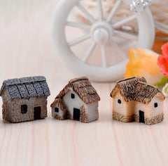 Figurine Miniature de maison, accessoire de jardin féerique, décoration de maison, Statue de construction d'animaux de dessin animé, voiture de poupée artisanale en résine, 4 pièces