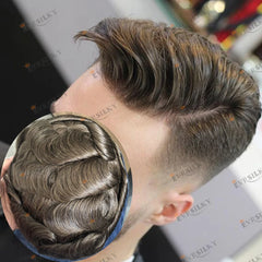 1B40 1B65 gris cheveux humains hommes toupet indécutable 0.1mm Pu Base homme perruques remplacement naturel délié cheveux prothèse capillaire