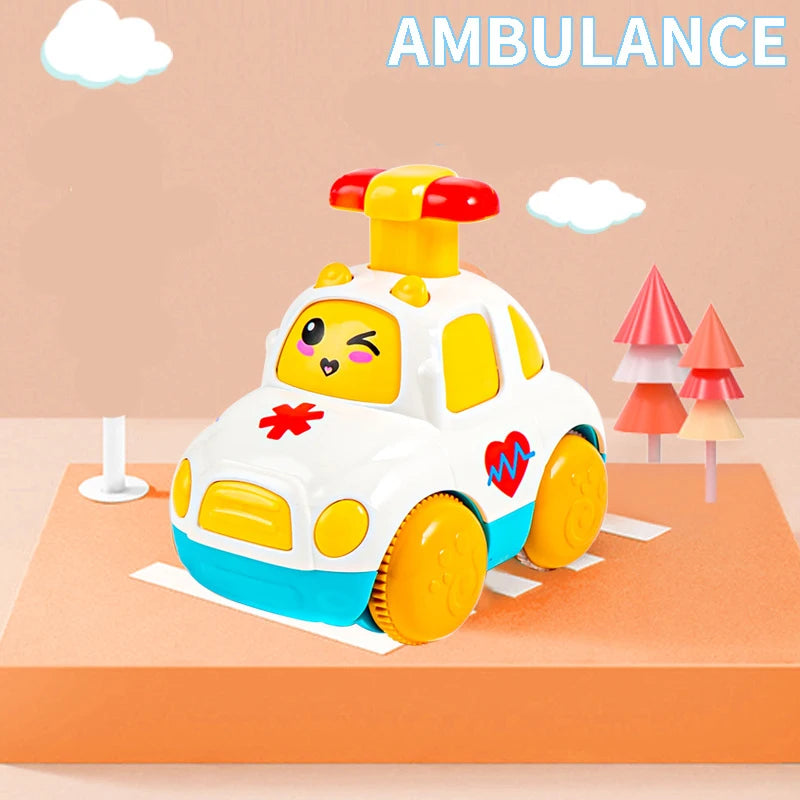 Voitures jouets pour bébé de 1, 2, 3 ans, cadeau pour garçon, camion de dessin animé, jouets éducatifs, voitures à tirer, jouets pour tout-petits de 12 à 18 mois