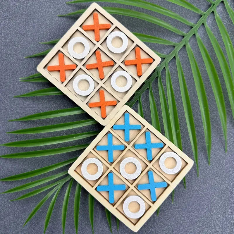 Jeu de puzzle Tic Tac Toe en bois pour deux joueurs, jeu de société interactif de logique et de stratégie, fête de famille, anniversaire, cadeau pour garçons et filles