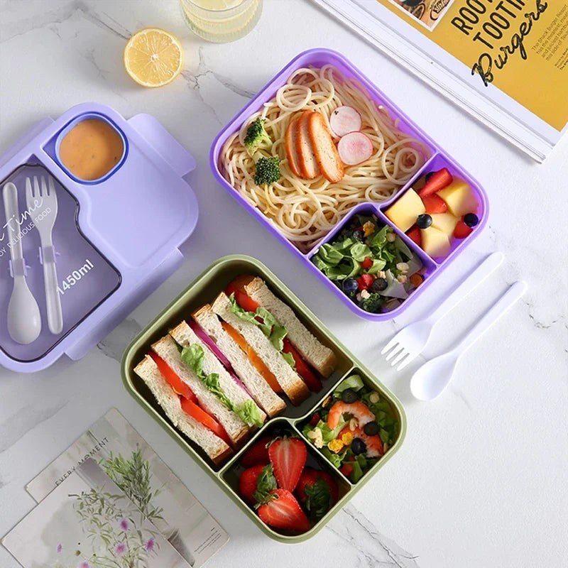 Bento Lunch Box for Kids Girls, Cartoon Students, Kawaii Cute Metropolitan, 3 Grid Sandwich, Snack Food Box, Special Canteen, Food Storage
