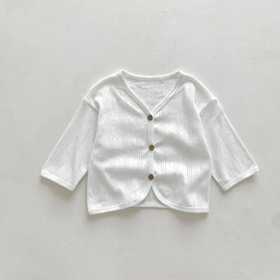 Veste d'été légère à manches longues pour enfants, vêtements pour tout-petits, cardigan solide pour documents, vêtements décontractés coréens pour bébés garçons et filles