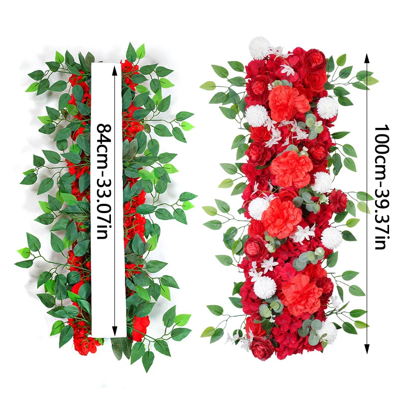 100cm DIY Wedding Flower Wall Decoration Arrangement Supplies Silk Peonies Artificial Rose Floral Row Decor Sea Bow Backdrop