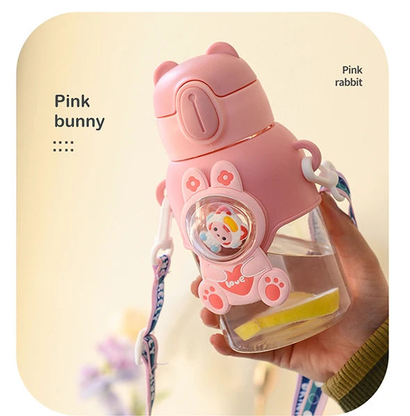 Tasse d'eau d'été Kawaii de 600ML pour enfants, tasse en paille antichute de grande valeur pour garçons et Cirls, bouilloire pour bébé aller à l'école