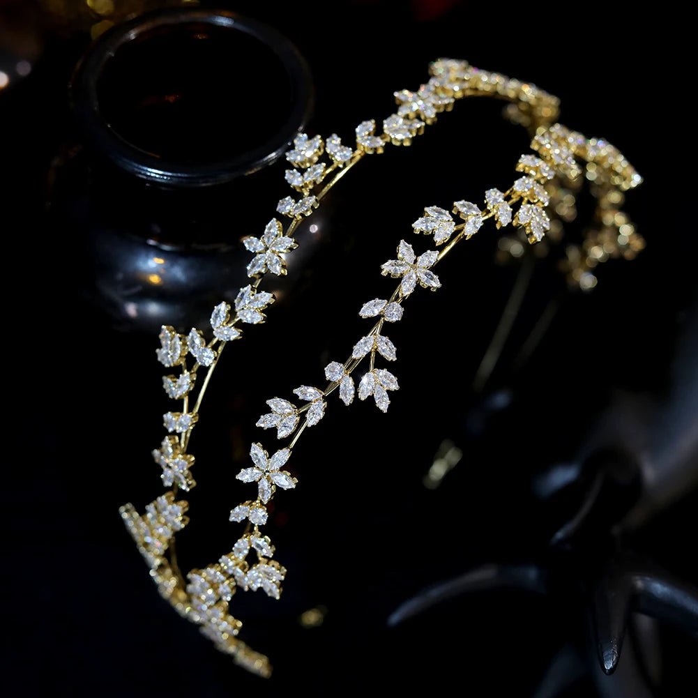 Diadème de mariage en cristal, bande de sauna du cuir chevelu, couronne CZ, accessoires pour cheveux, bijoux de demoiselle d'honneur, pièces de sauna pour femmes, 2024