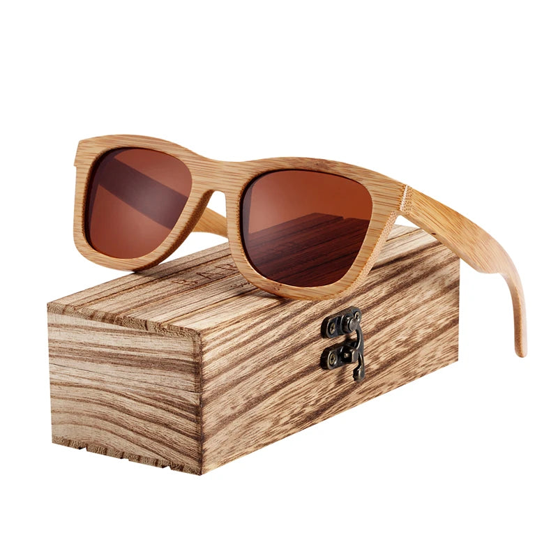 Lunettes de soleil en bambou pour hommes et femmes, rétro Vintage, en bois, verres polarisés à revêtement miroir