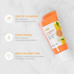 Nettoyant pour le visage à la vitamine C, nettoyage en profondeur, hydratant, élimination des points noirs, soins de la peau, mousse de lavage du visage, soins pour la peau