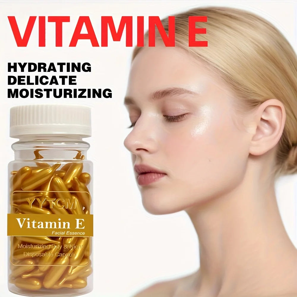 Capsules de sérum à la vitamine E, capsules d'essence à usage unique, peau du visage hydratante et hydratante, 90 capsules/bouteille - 1 bouteille