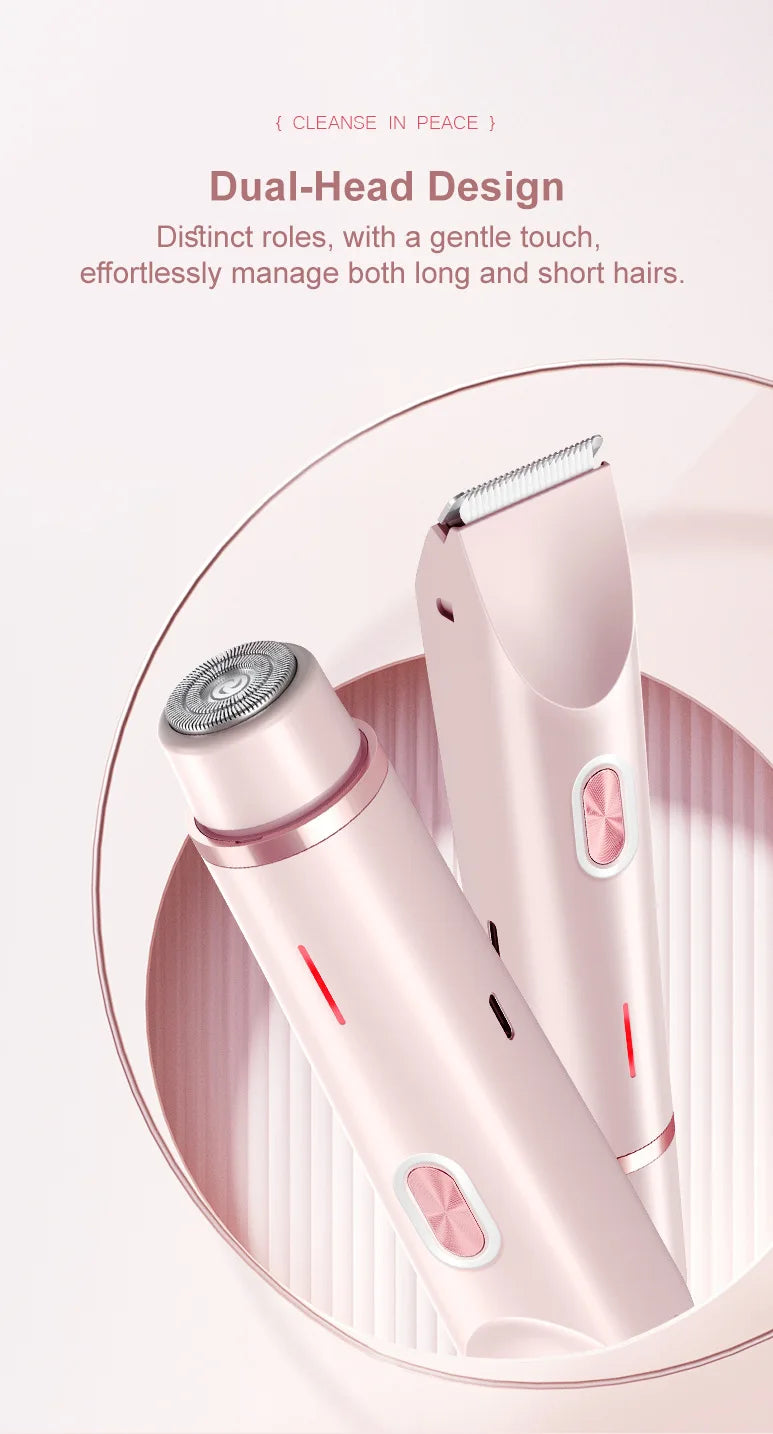 2-in-1 Electric Epilator, Painless Shaver, Bikini Trimmer, Facial Mustache Trimmer, Body Shaver for Women, Facial Epilator