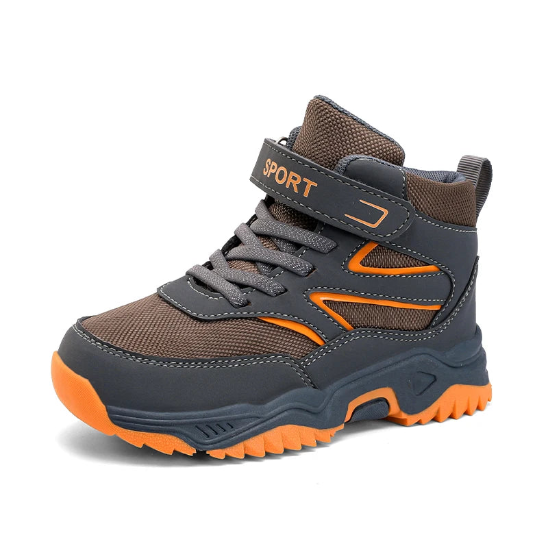 Chaussures de sport antidérapantes en cuir pour enfants, baskets de course respirantes, noires, à la mode, de randonnée, taille 29-40, nouvelle collection