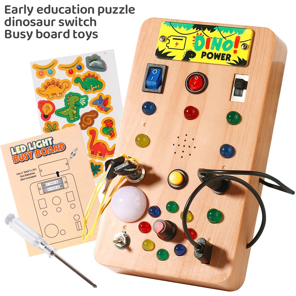 Planche occupée Montessori, jouets sensoriels avec interrupteur de lumière LED, planche de commande, activités de voyage, jeux pour enfants