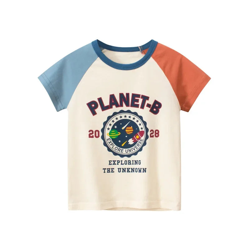 Vêtements d'été en coton pour bébés garçons et filles, t-shirt à manches courtes imprimé graffiti, haut pour enfants, tenue pour bébé, 2-8T