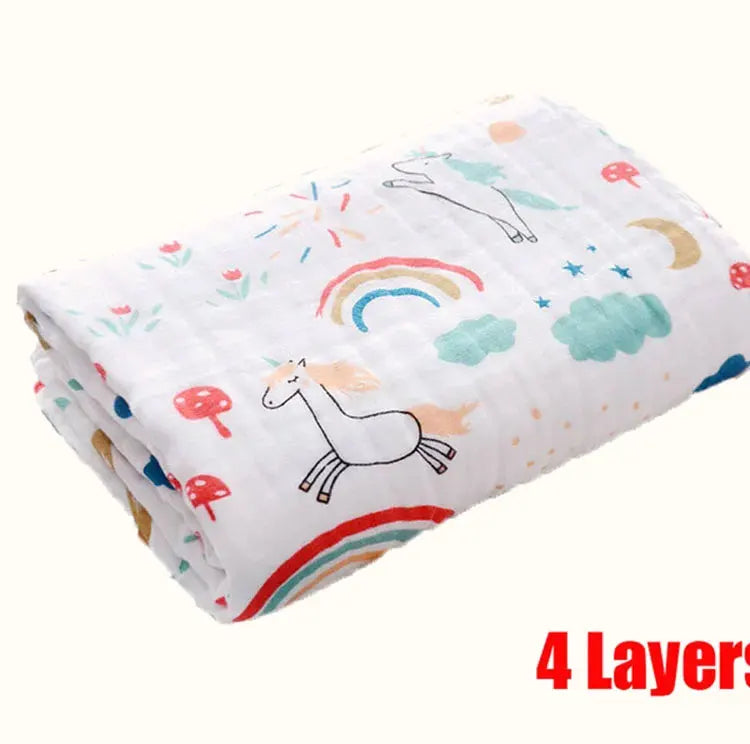 Serviette de bain pour bébé, couverture en coton pour garçon et fille, peignoir pour nouveau-né, gant de toilette en gaze à 4 couches, emmaillotage pour bébé