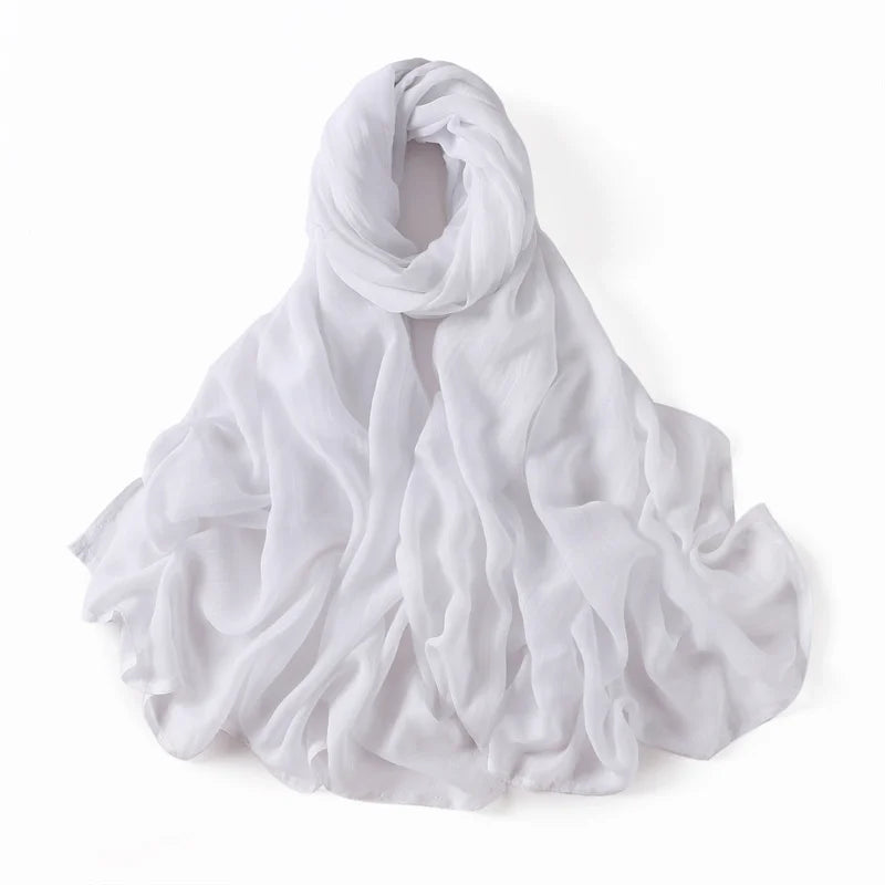 Ramadan Solid Color Plus Size Cotton Rayon Hijab Scarf Women's Muslim Headscarf Wraps Shawls Muslim Women's Headband Islamic Turban