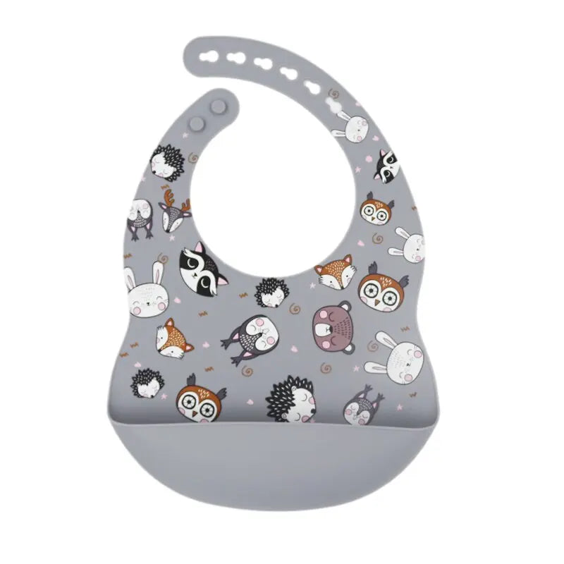 Nouveauté bavoirs en silicone pour bébé impression en silicone bavoir pour nouveau-né alimentation rot tissu avocat zoo tracteur impression vaisselle