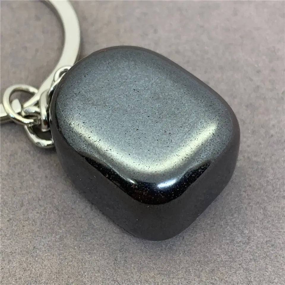 17 Types de pierre naturelle avec accessoires pendentif porte-clés en acier inoxydable