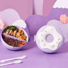 Boîte à lunch pour écolier, boîte à snack, boîte à bento étanche de dessin animé, sacs à lunch avec fourchette, cuillère, micro-ondable à 3 compartiments