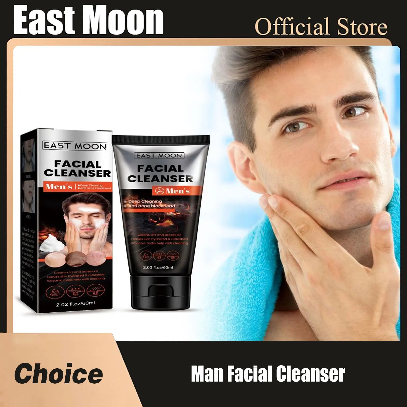 Nettoyant pour le visage pour hommes, contrôle de l'huile, rétrécissement des pores, élimination des points noirs d'acné, nettoyage en profondeur, hydratant, éclaircissant