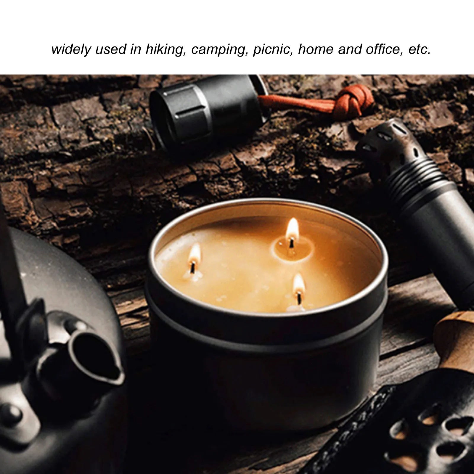 Bougie de survie largement utilisée, ambiance romantique, naturelle, combustion de 36 heures, bougies longue durée, 3 mèches pour la maison, le Camping en plein air